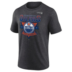 Edmonton Oilers Fanatics 2025 Stanley Cup Playoffs Crossbar Tri-Blend T-Shirt - Heather Charcoal | US 202988647