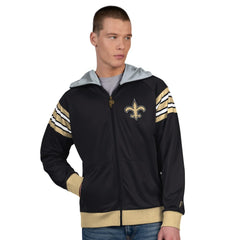 New Orleans Saints Pro Player Helmet Full-Zip Hooded Track Jacket - Black/Gold Jackets