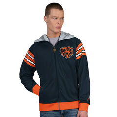 Chicago Bears Pro Player Helmet Full-Zip Hooded Track Jacket - Navy/Orange Jackets