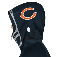 Chicago Bears Pro Player Helmet Full-Zip Hooded Track Jacket - Navy/Orange Jackets
