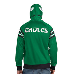 Philadelphia Eagles Pro Player Retro Helmet Full-Zip Hooded Track Jacket - Kelly Green/Black Jackets