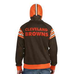 Cleveland Browns Pro Player Retro Helmet Full-Zip Hooded Track Jacket - Brown/Orange Jackets