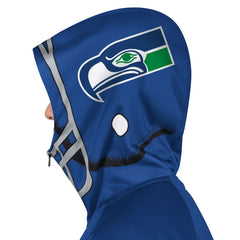 Seattle Seahawks Pro Player Retro Helmet Full-Zip Hooded Track Jacket - Royal/Green Jackets