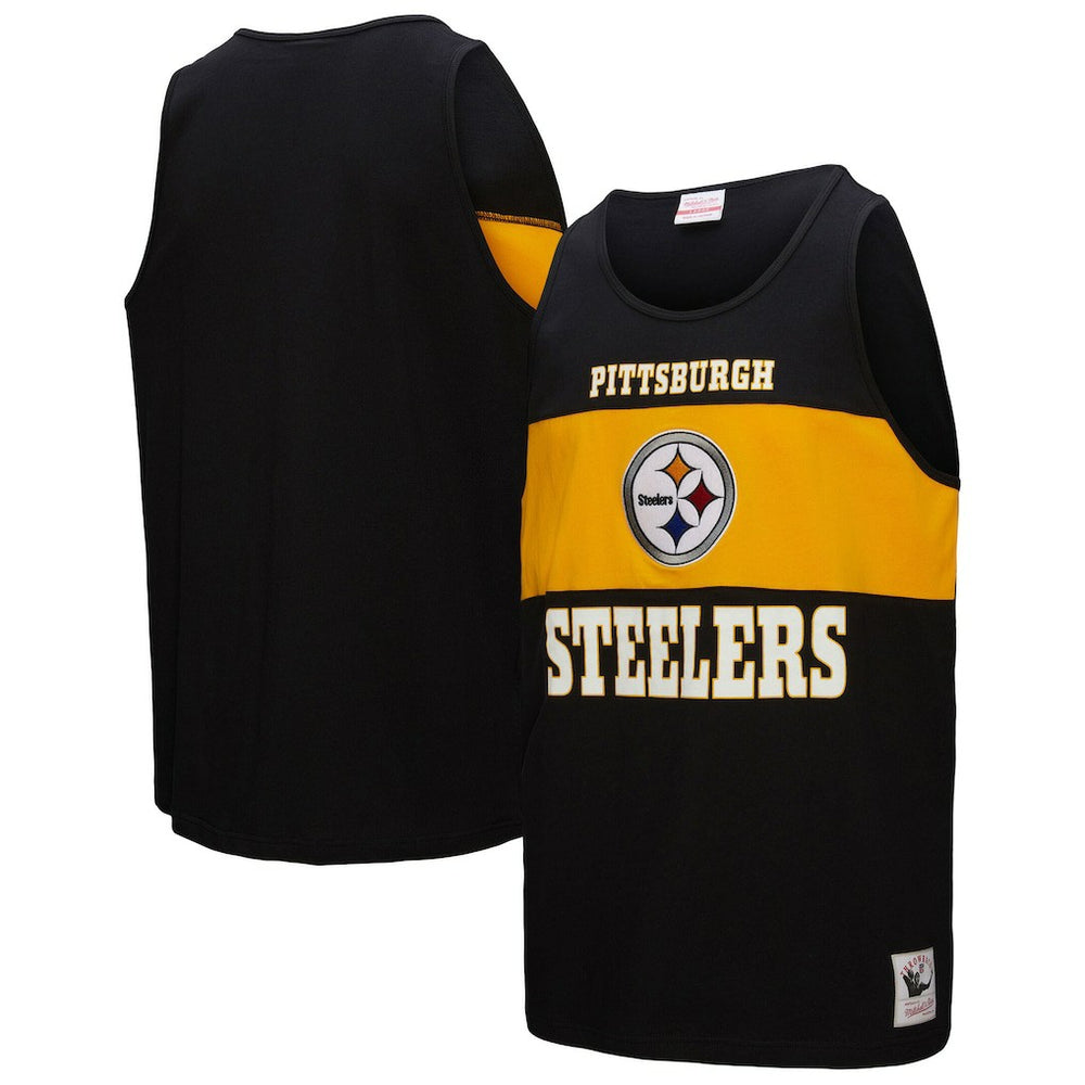 Pittsburgh Steelers Retro Colorblock Tank Top - Black Tops