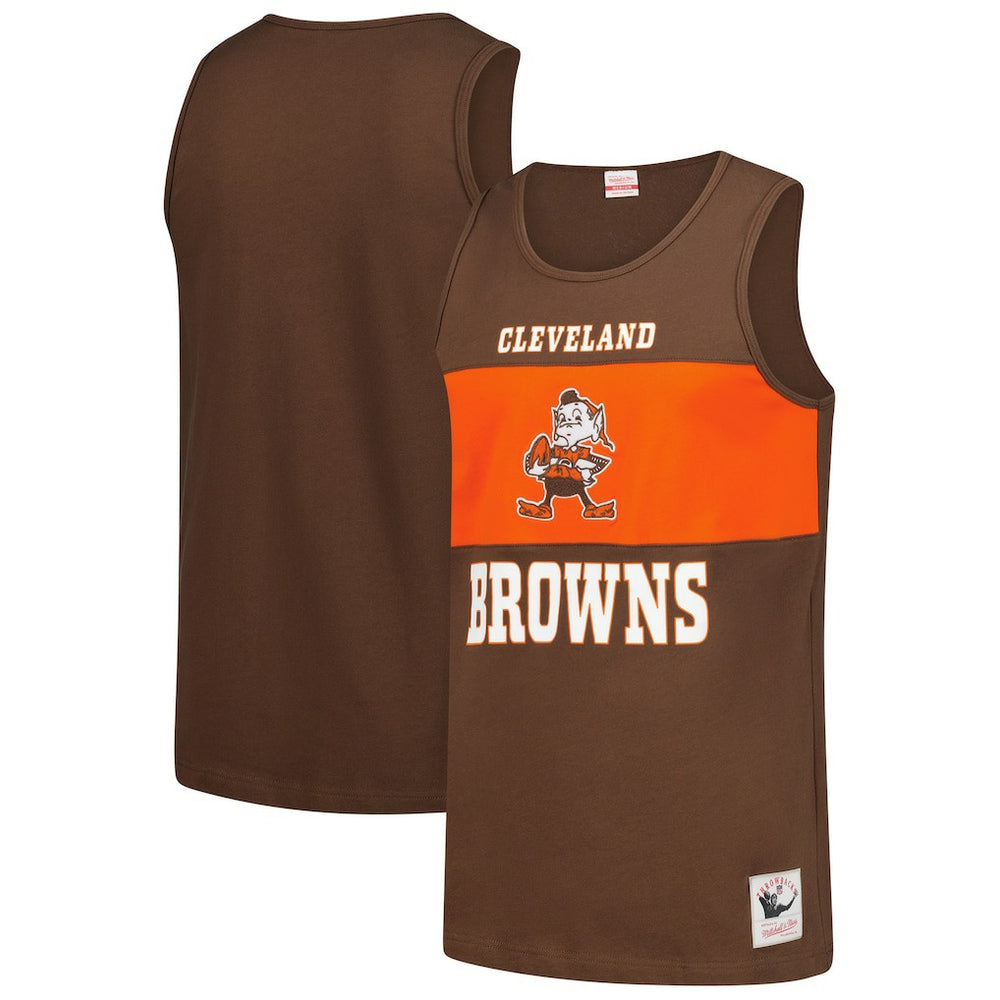 Cleveland Browns Retro Colorblock Tank Top - Brown Tops