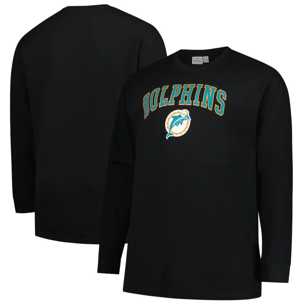 Miami Dolphins Big & Tall Throwback Thermal Long Sleeve T-Shirt - Black T-shirts