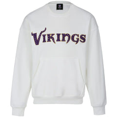 Minnesota Vikings Cuce Women's Chenille Jeweled Sweatshirt - White Sweatshirts