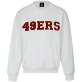 San Francisco 49ers Cuce Women's Chenille Jeweled Sweatshirt - White Sweatshirts