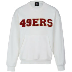 San Francisco 49ers Cuce Women's Chenille Jeweled Sweatshirt - White Sweatshirts