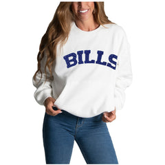 Buffalo Bills Cuce Women's Chenille Jeweled Sweatshirt - White Sweatshirts