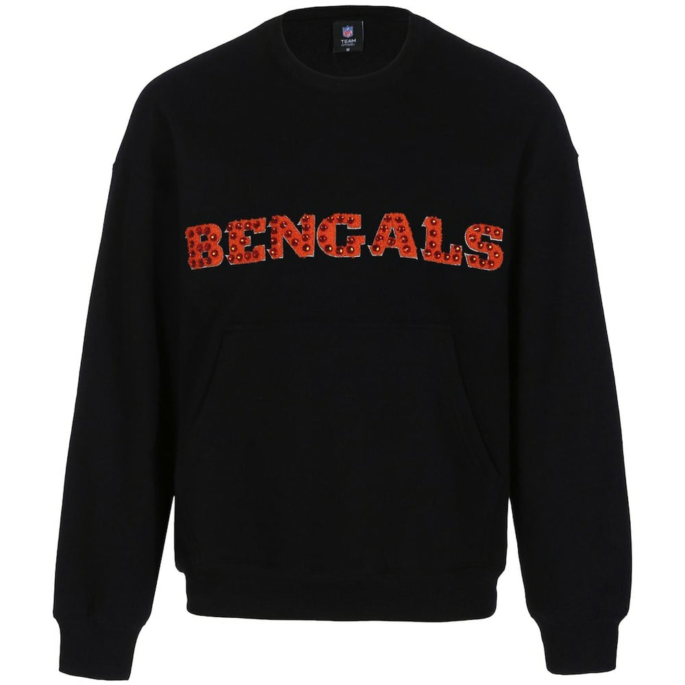 Cincinnati Bengals Cuce Women's Chenille Jeweled Sweatshirt - Black Sweatshirts