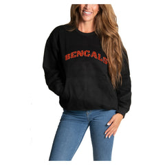 Cincinnati Bengals Cuce Women's Chenille Jeweled Sweatshirt - Black Sweatshirts