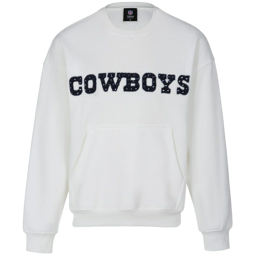 Dallas Cowboys Cuce Women's Chenille Jeweled Sweatshirt - White Sweatshirts