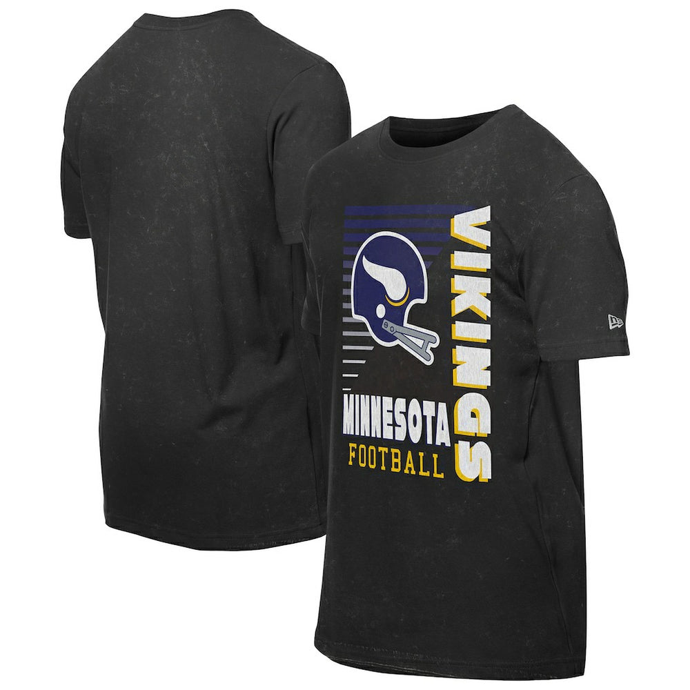 Minnesota Vikings New Era Retro Logo Enzyme Washed Oversized T-Shirt - Black T-shirts