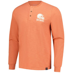 Cleveland Browns Margaritaville Five O'Clock Henley Long Sleeve T-Shirt - Coral T-shirts
