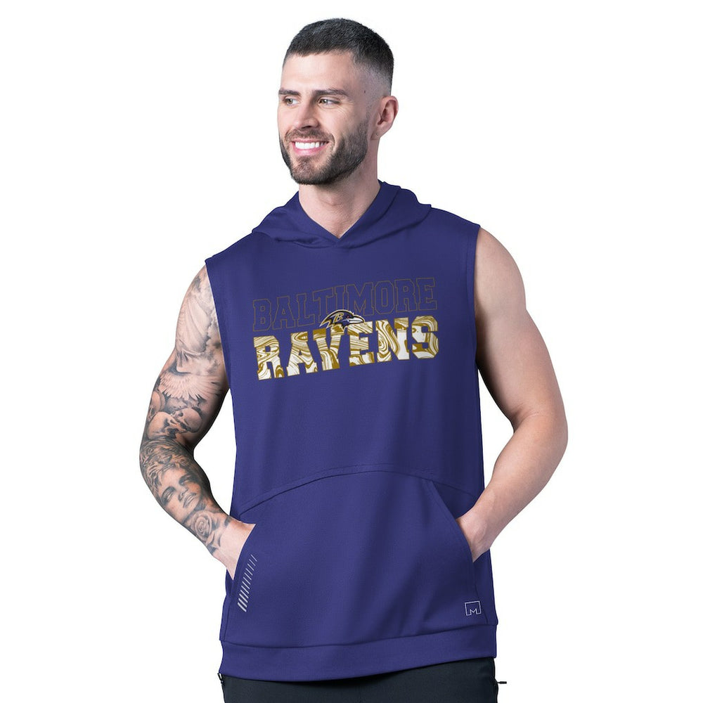 Baltimore Ravens MSX by Michael Strahan Tri-Blend Rebound Sleeveless Hoodie - Purple Hoodies