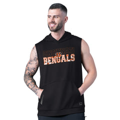 Cincinnati Bengals MSX by Michael Strahan Tri-Blend Rebound Sleeveless Hoodie - Black Hoodies