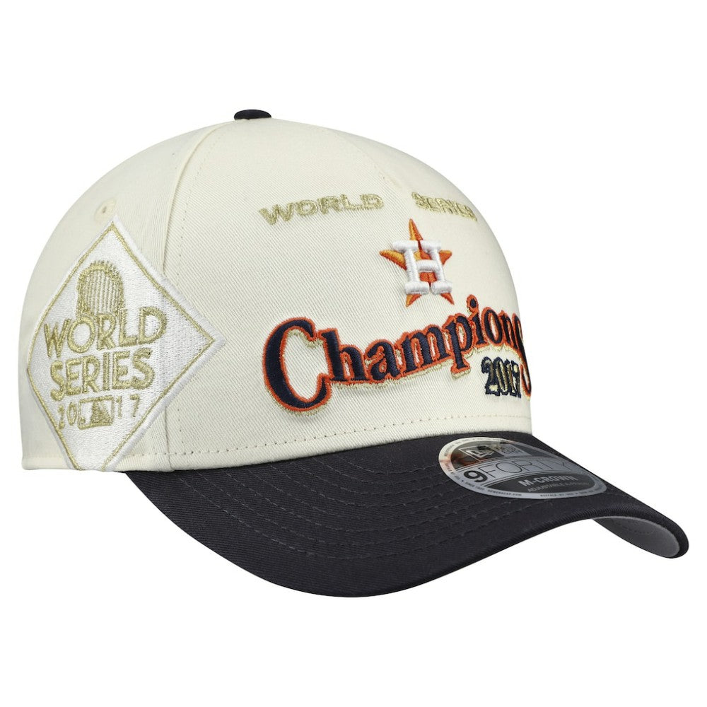Houston Astros New Era World Series 9FORTY M-Crown A-Frame Adjustable Hat - Cream/Navy Hats