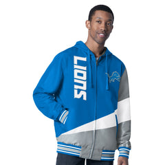 Detroit Lions G-III Sports by Carl Banks Dual Threat Reversable Full-Zip Hooded Jacket - Blue/Charcoal Jackets
