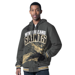 New Orleans Saints G-III Sports by Carl Banks Dual Threat Reversable Full-Zip Hooded Jacket - Black/Charcoal Jackets