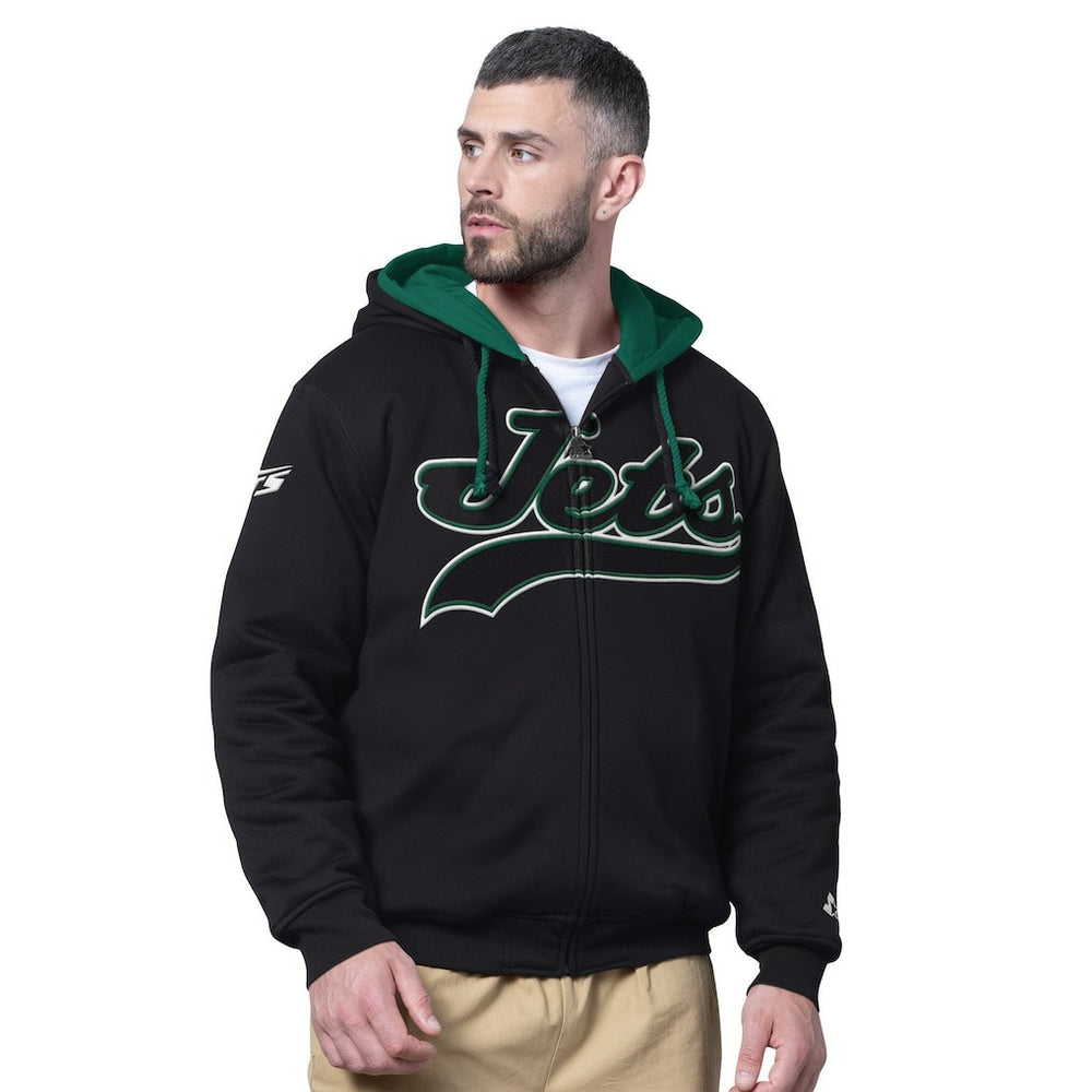 New York Jets Starter Big Shot Full-Zip Double Hoodie - Black Hoodies