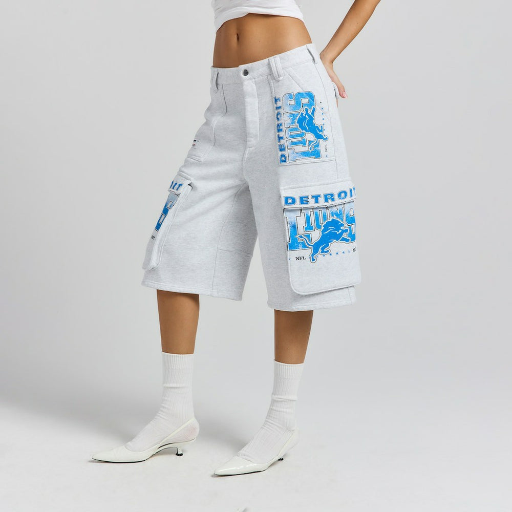 Detroit Lions Off Season x NFL Women's Fleece Cargo Shorts - Heather Gray Shorts