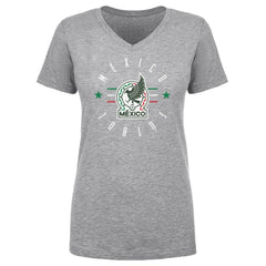 Mexico National Team 500 Level Women's Futbol V-Neck T-Shirt Heather Gray