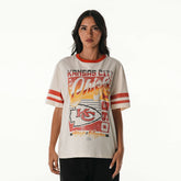 Kansas City Chiefs The Wild Collective Women's Vintage Drop Shoulder Oversized Boyfriend T-Shirt - Cream T-shirts