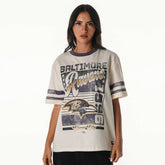 Baltimore Ravens The Wild Collective Women's Vintage Drop Shoulder Oversized Boyfriend T-Shirt - Cream T-shirts