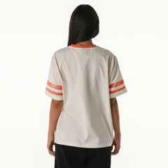 Cleveland Browns The Wild Collective Women's Vintage Drop Shoulder Oversized Boyfriend T-Shirt - Cream T-shirts