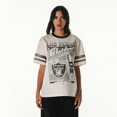 Las Vegas Raiders The Wild Collective Women's Vintage Drop Shoulder Oversized Boyfriend T-Shirt - Cream T-shirts