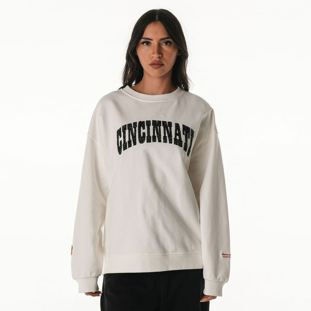 Cincinnati Bengals The Wild Collective Women's Rock Crystal Oversized Crewneck Sweatshirt - White Sweatshirts