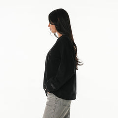 Detroit Lions The Wild Collective Women's Rock Crystal Oversized Crewneck Sweatshirt - Black Sweatshirts