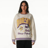 Minnesota Vikings The Wild Collective Women's Oversized Vintage French Terry Sweatshirt - Cream Sweatshirts