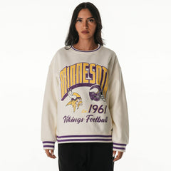 Minnesota Vikings The Wild Collective Women's Oversized Vintage French Terry Sweatshirt - Cream Sweatshirts