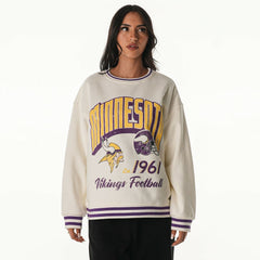 Minnesota Vikings The Wild Collective Women's Oversized Vintage French Terry Sweatshirt - Cream Sweatshirts