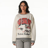 New England Patriots The Wild Collective Women's Oversized Vintage French Terry Sweatshirt - Cream Sweatshirts