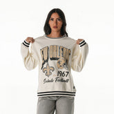 New Orleans Saints The Wild Collective Women's Oversized Vintage French Terry Sweatshirt - Cream Sweatshirts