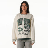 New York Jets The Wild Collective Women's Oversized Vintage French Terry Sweatshirt - Cream Sweatshirts