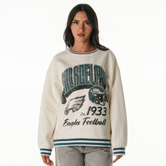 Philadelphia Eagles The Wild Collective Women's Oversized Vintage French Terry Sweatshirt - Cream Sweatshirts