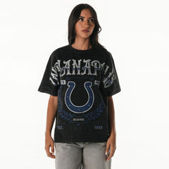 Indianapolis Colts The Wild Collective Women's Laurel Premium Baggy Dolman T-Shirt - Black T-shirts