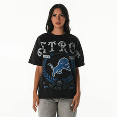 Detroit Lions The Wild Collective Women's Oversized Laurel Graphic Dolman T-Shirt - Black T-shirts