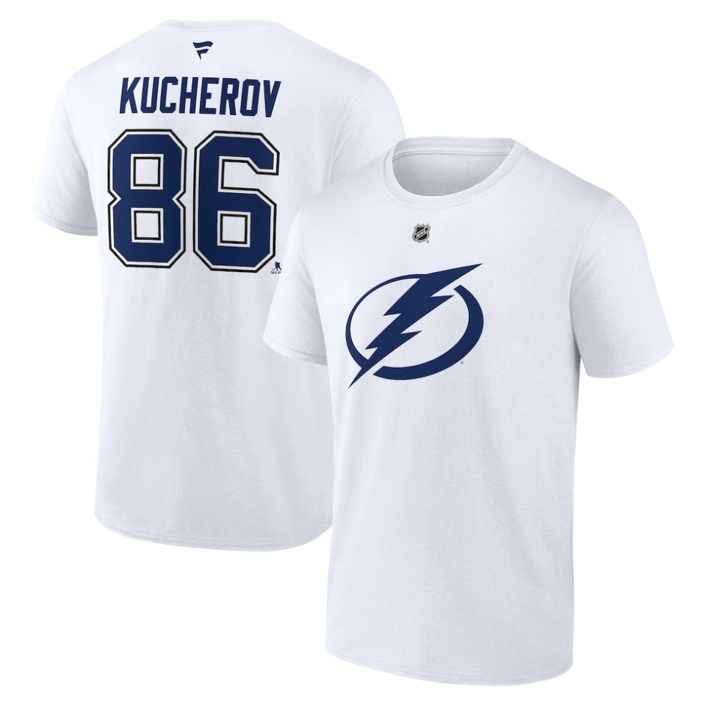 Nikita Kucherov Tampa Bay Lightning Fanatics Authentic Stack Name & Number T-Shirt - White | US 203035135