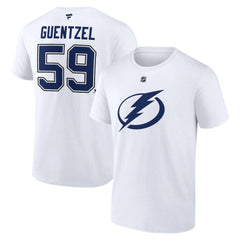 Jake Guentzel Tampa Bay Lightning Fanatics Authentic Stack Name & Number T-Shirt - White | US 203035137
