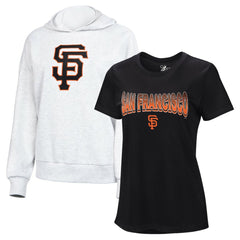 San Francisco Giants G-III 4Her by Carl Banks Women's T-Shirt and Hoodie Combo Pack - Black/Bright Heather Ceramic Hoodies