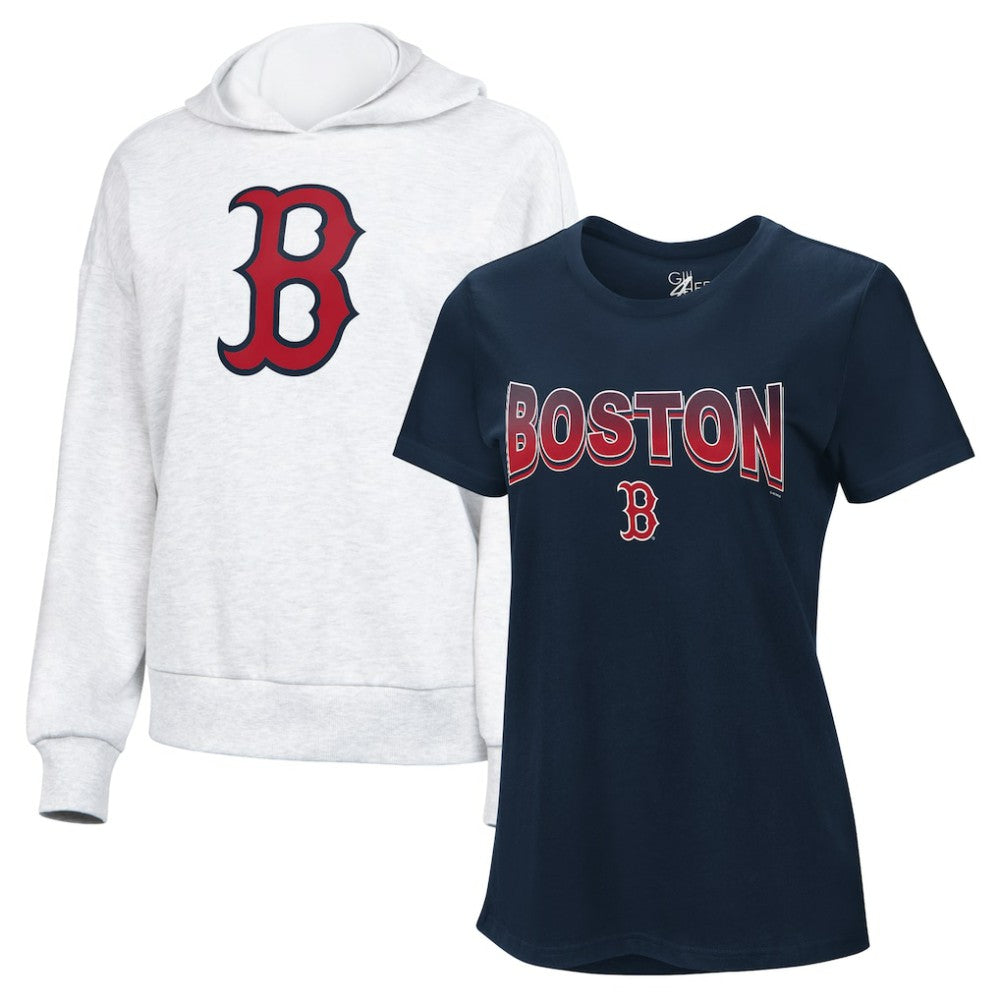 Boston Red Sox G-III 4Her by Carl Banks Women's T-Shirt and Hoodie Combo Pack - Navy/Bright Heather Ceramic Hoodies