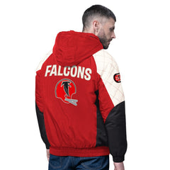 Atlanta Falcons Starter Oxford Crinkle Full-Snap Hoodie Jacket - Red Hoodies