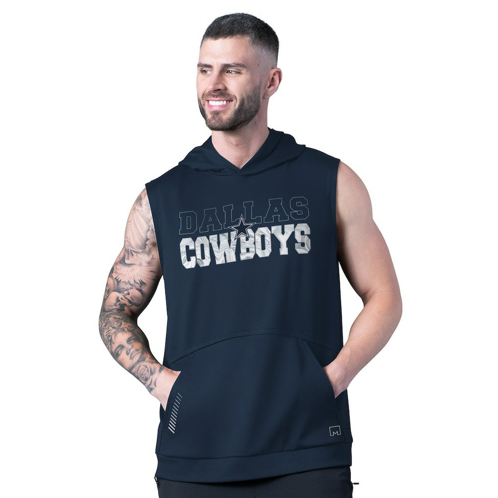 Dallas Cowboys MSX by Michael Strahan Tri-Blend Rebound Sleeveless Hoodie - Navy Hoodies