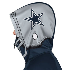 Dallas Cowboys Pro Player Helmet Full-Zip Hooded Track Jacket - Navy/Gray Jackets