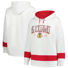 Chicago Blackhawks Profile Women's Plus Size Hoodie - White | US 203042788